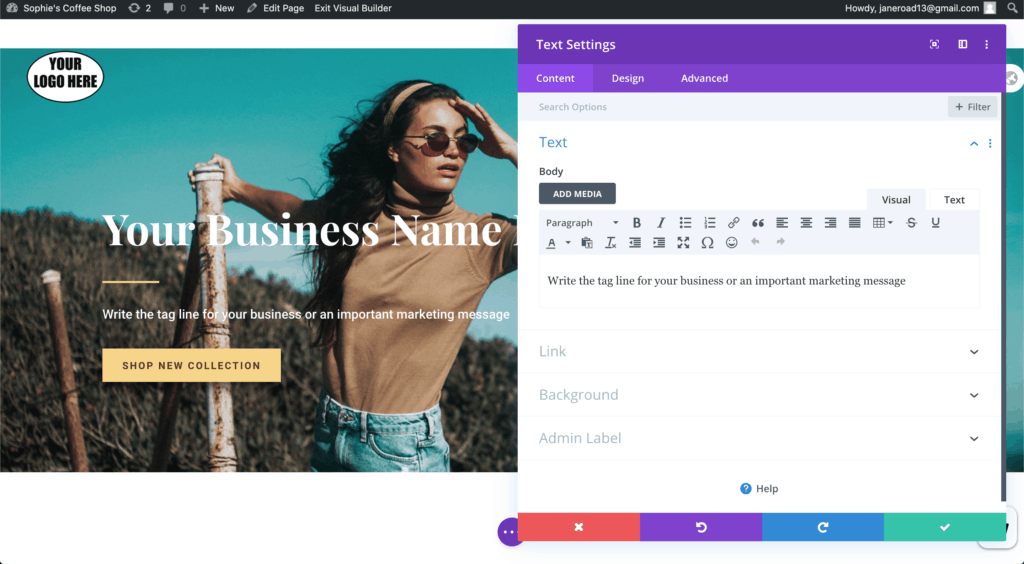 Getting Started With Your E-Commerce Website 5 Editing your website